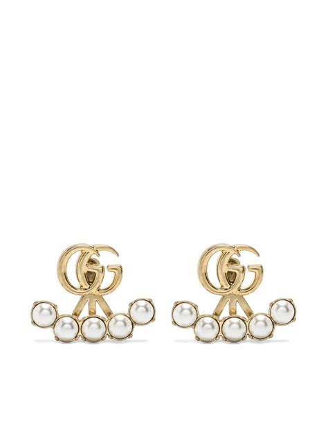 gucci pearl drop earrings|gucci pearl double earrings.